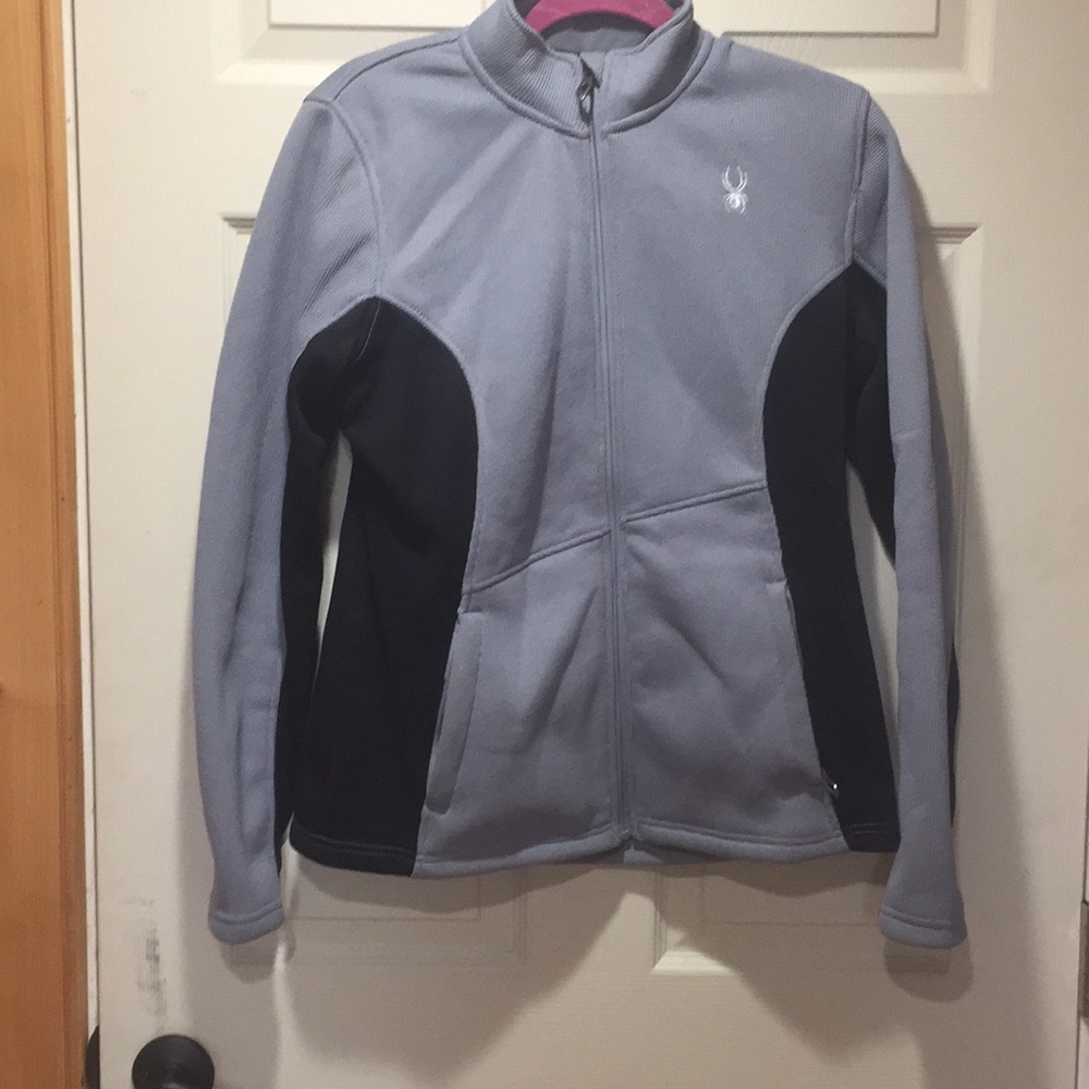 Spyder Women’s full zip gray and black jacket